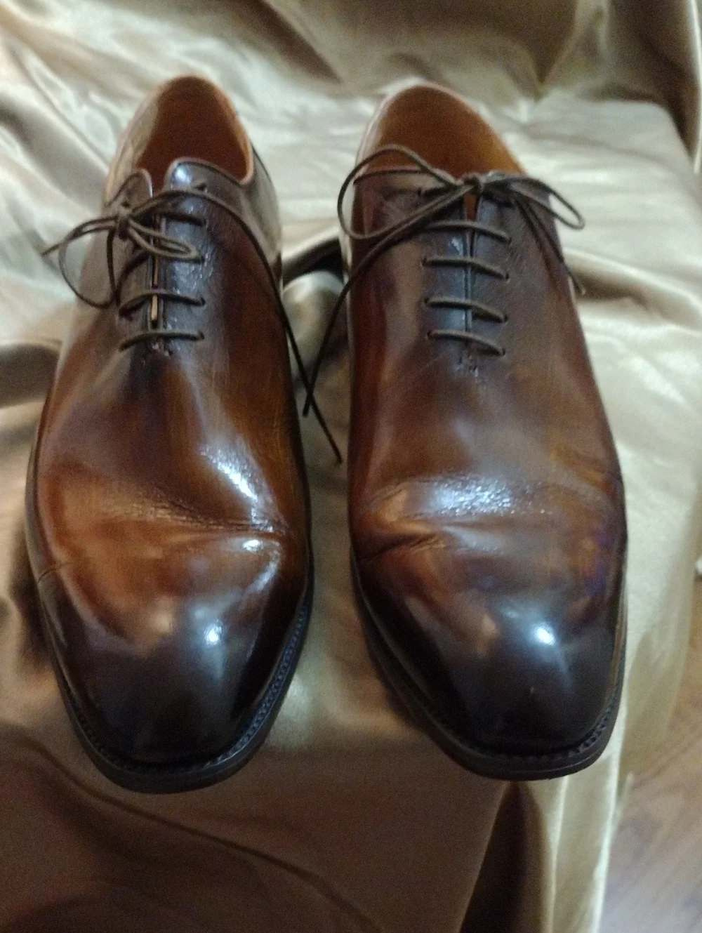 Maurice by JC Studio Brown Leather Toned Oxfords.  Size 47
